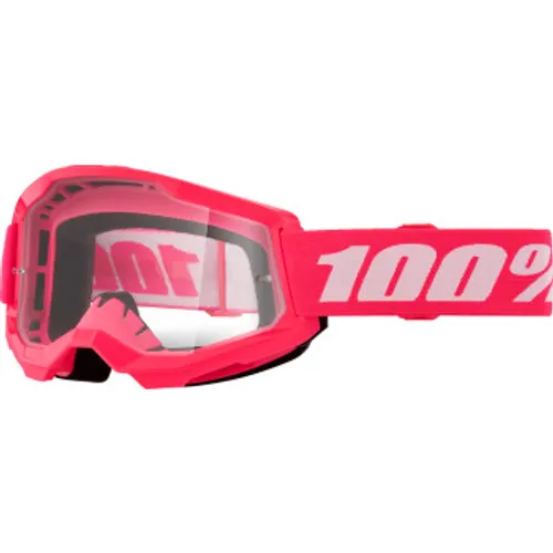 100% Strata 2 MX Goggles - Pink w/ Clear Lens