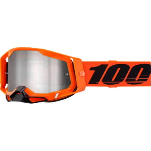 100% Racecraft 2 Goggles - Neon Orange w/ Silver Mirror Lens