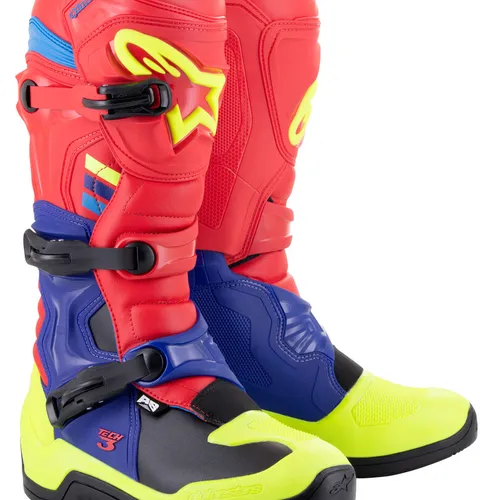 Alpinestars Tech 3 MX Boots - Bright Red/Dark Blue/Yellow