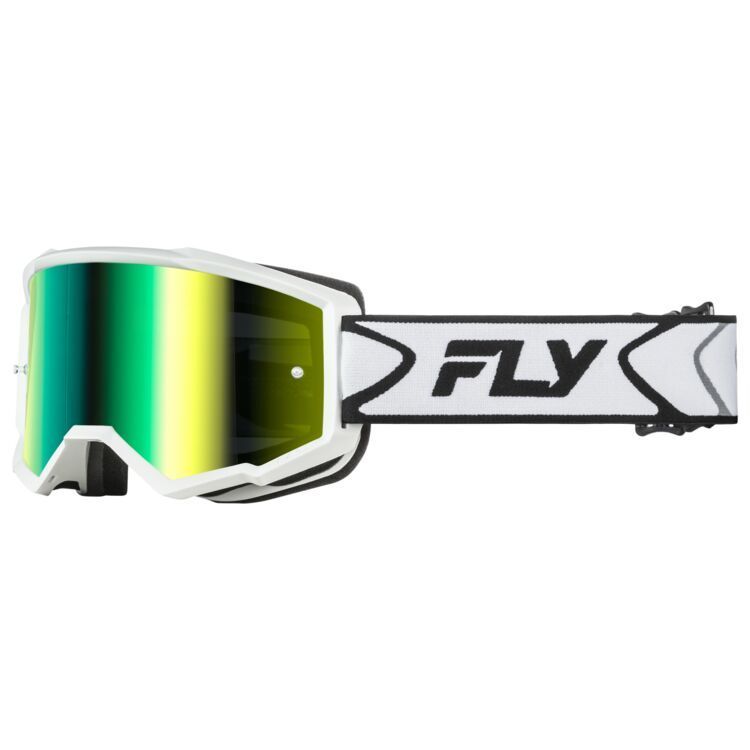 Fly Racing Zone Goggles - White/Black w/ Yellow/Green Mirror Lens