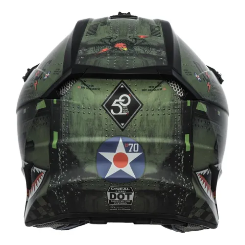 Oneal 5SRS Warhawk MX Helmet - Black/Green - Medium