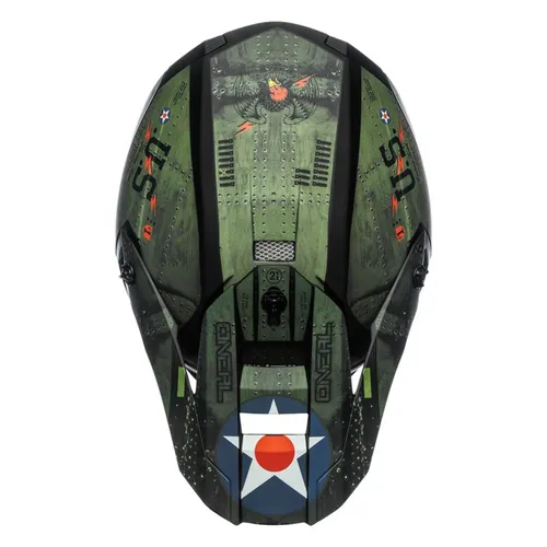 Oneal 5SRS Warhawk MX Helmet - Black/Green - Medium