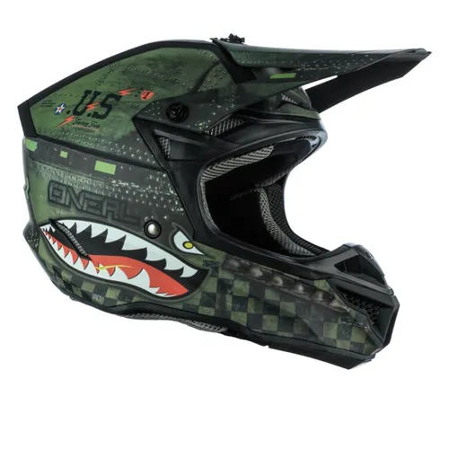 Oneal 5SRS Warhawk MX Helmet - Black/Green - Medium