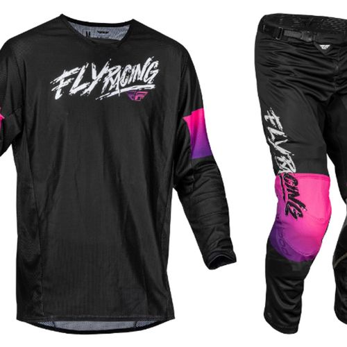Fly Racing Youth Kinetic Mesh Khaos Gear Combo - Black/Purple/Pink