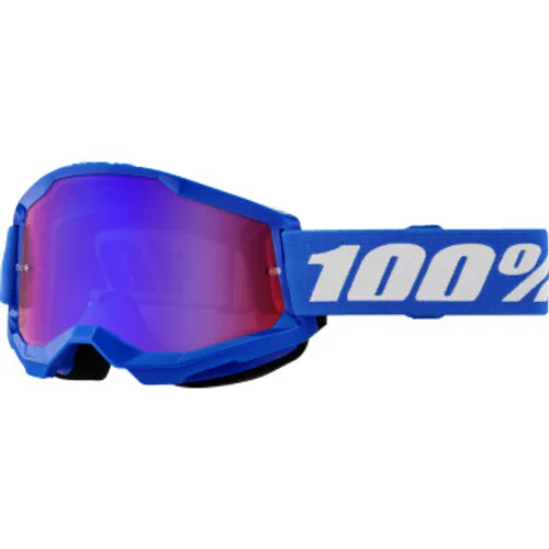 100% Strata 2 MX Goggles - Blue w/ Blue/Red Mirror Lens