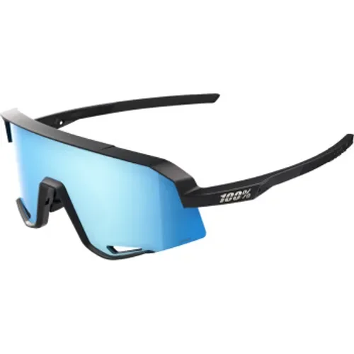 100% Slendale Sunglasses - Matte Black w/ HiPer Blue Mirror