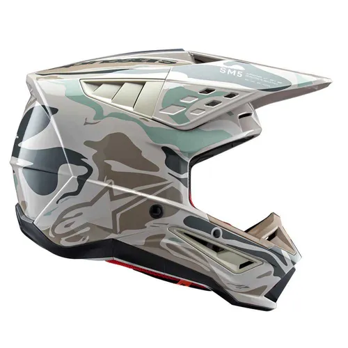 Alpinestars SM5 Mineral MX Helmet - Warm Gray/Celadon/Green Glossy
