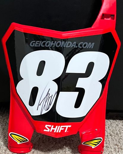 Jett Lawrence #83 Signed Geico Honda Front Number Plate