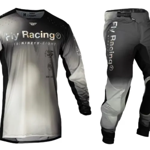 Fly Racing Youth Lite Legacy Gear Combo - Light Grey/Black - XL