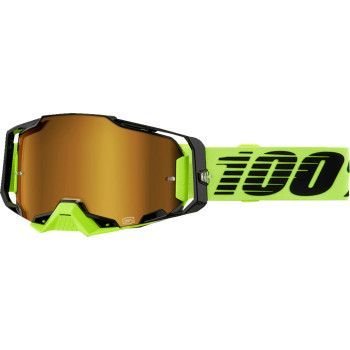 100% Armega MX Goggles - Neon Yellow w/ Gold Mirror Lens