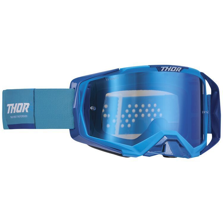 Thor Activate MX Goggles - Blue/White w/ Mirror Blue Lens