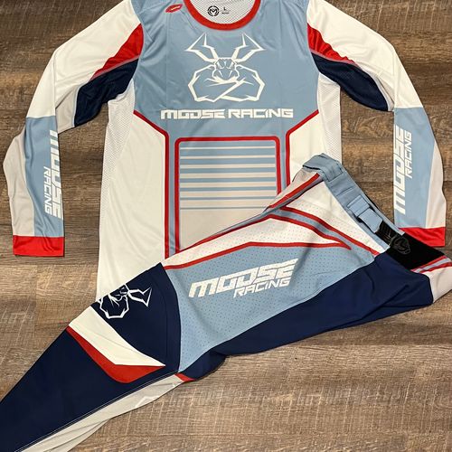 Moose Racing Agroid Gear Combo - Gray/Blue