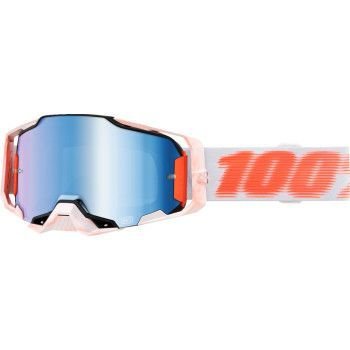 100% Armega MX Goggles - Tubular w/ Blue Mirror Lens