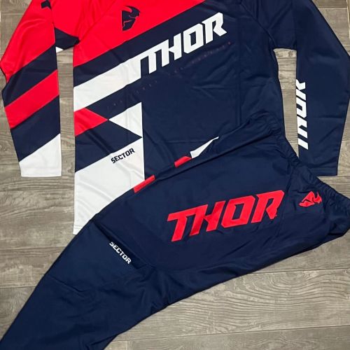 Thor Sector Checker Gear Combo - Navy/Red