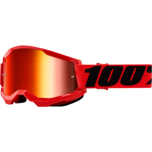 100% Strata 2 MX Goggles - Red w/ Red Mirror Lens