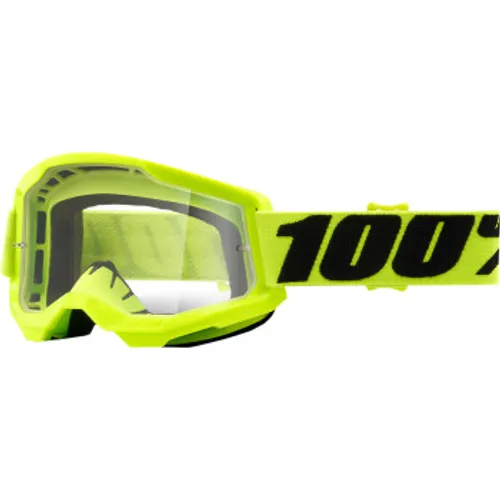 100% Strata 2 MX Goggles - Yellow w/ Clear Lens