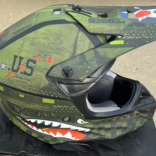 Oneal 5SRS Warhawk MX Helmet - Black/Green - Medium