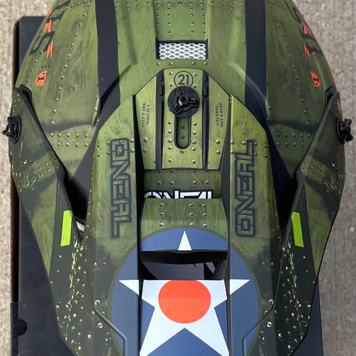 Oneal 5SRS Warhawk MX Helmet - Black/Green - Medium