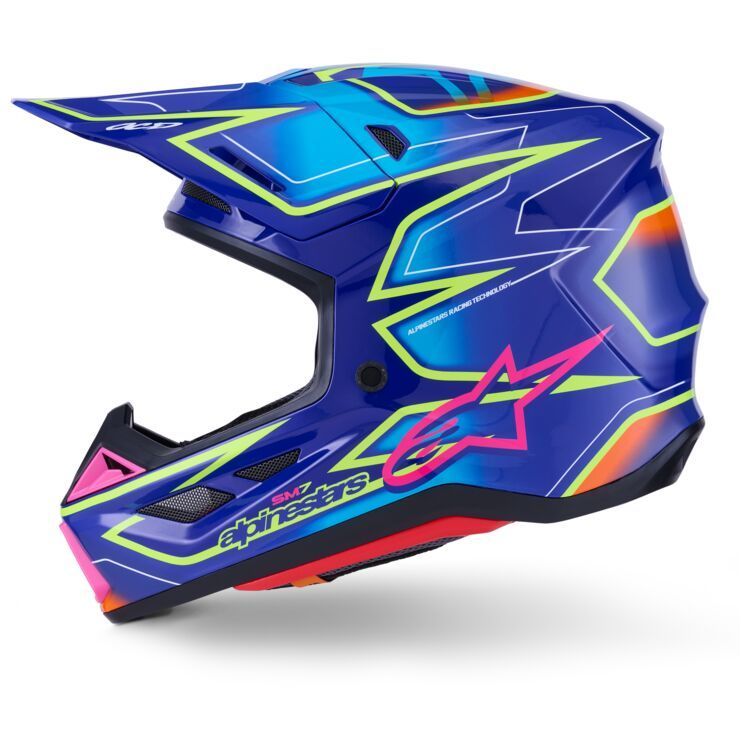 Alpinestars SM7 Cast Helmet - Blue/Pink/Yellow Fluo