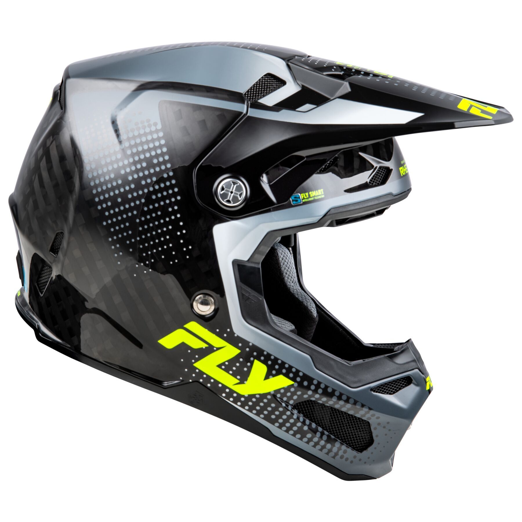Fly Racing Formula S Carbon Protocol Helmet - Black Carbon/Grey/Hi-Vis