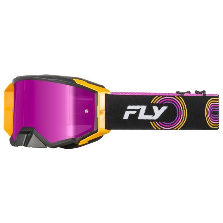 Fly Racing Zone Elite Goggles - Black/Yellow/Purple w/ Mirror Magneta Lens