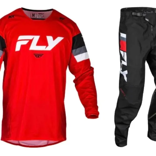 Fly Racing Kinetic Prix Gear Combo - Red/Grey/White