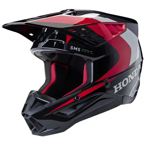 Alpinestars Honda SM5 MX Helmet - Black/Red Glossy
