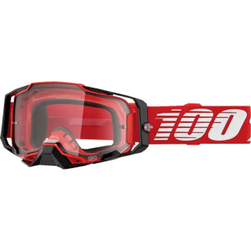 100% Armega Mx Goggles - Red w/ Clear Lens
