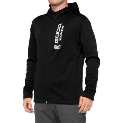 100% Geico Honda Hooded Jacket - Black / Large