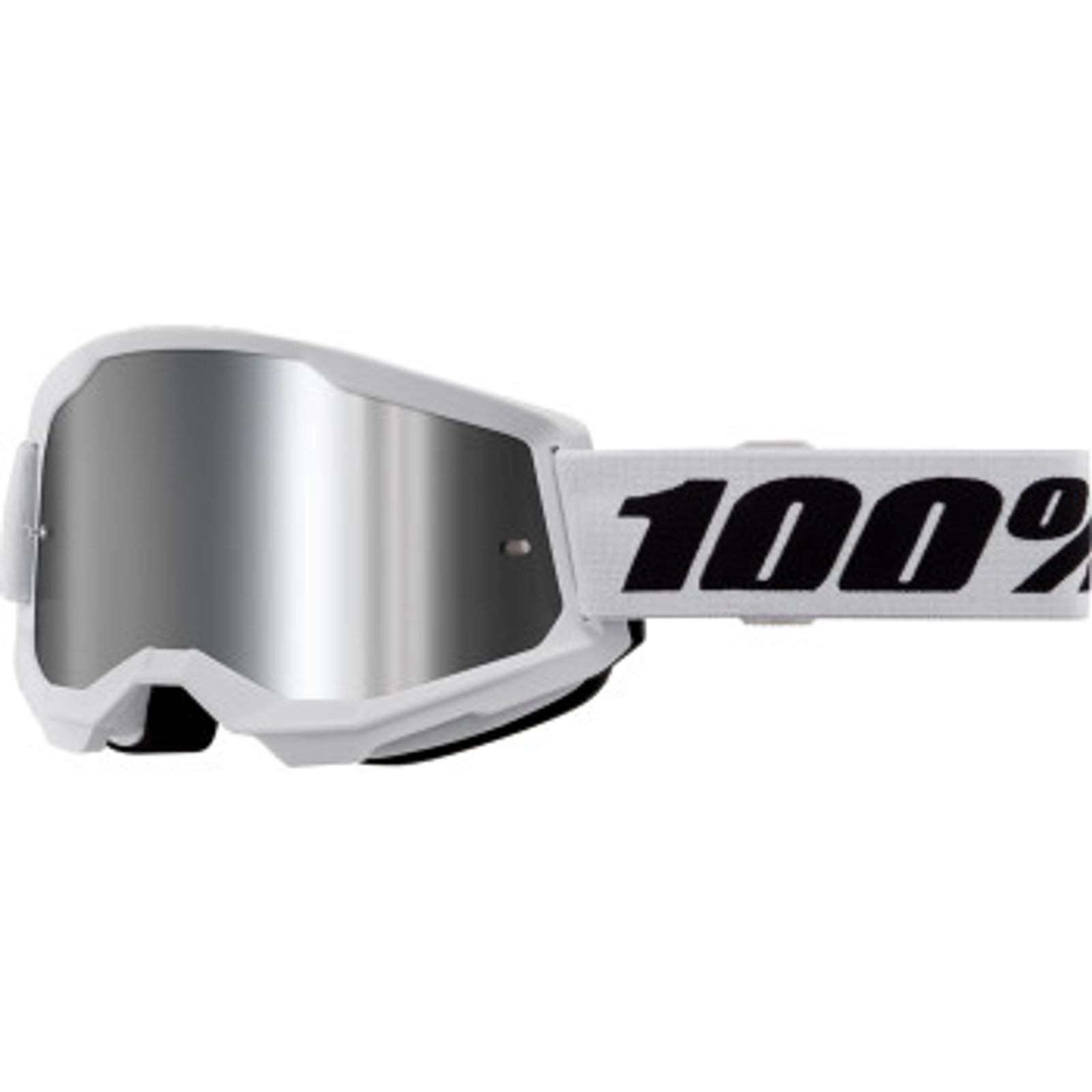 100% Strata 2 MX Goggles - White w/ Silver Mirror Lens