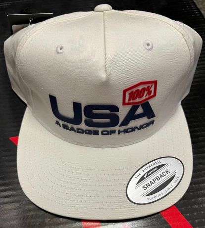 100% MXON Team USA Snapback Hat - White 
