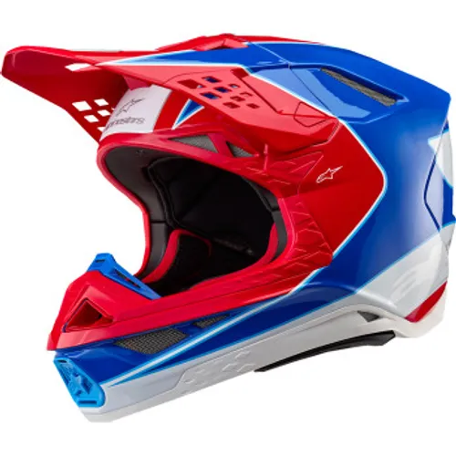 Alpinestars Supertech M10 Aeon MX Helmet - Bright Red/Blue Glossy