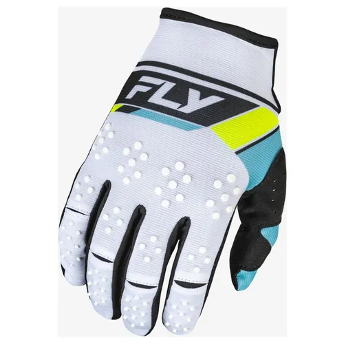 2024 Fly Racing Kinetic Prix Gloves - White/Black/Hi-Vis