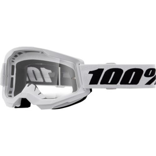 100% Strata 2 MX Goggles - White w/ Clear Lens