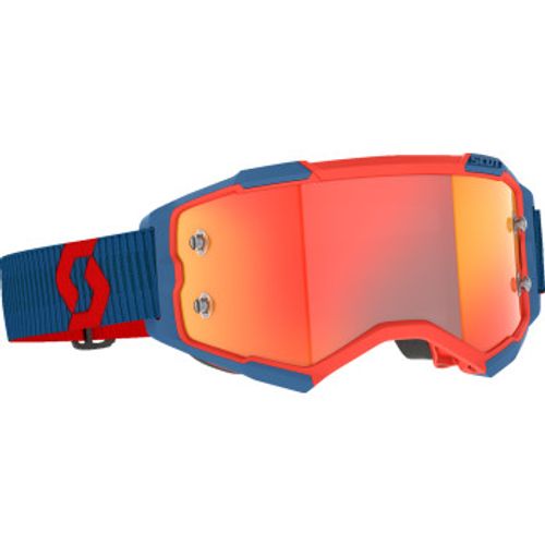 Scott Fury MX Goggles - Dark Blue/Neon Red w/ Orange Chrome Lens