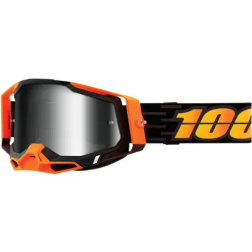 100% Racecraft 2 Goggles - Black/Orange w/ Silver Mirror Len