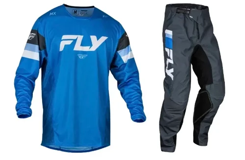 Fly Racing Youth Kinetic Prix Gear Combo - Bright Blue/Charcoal/White