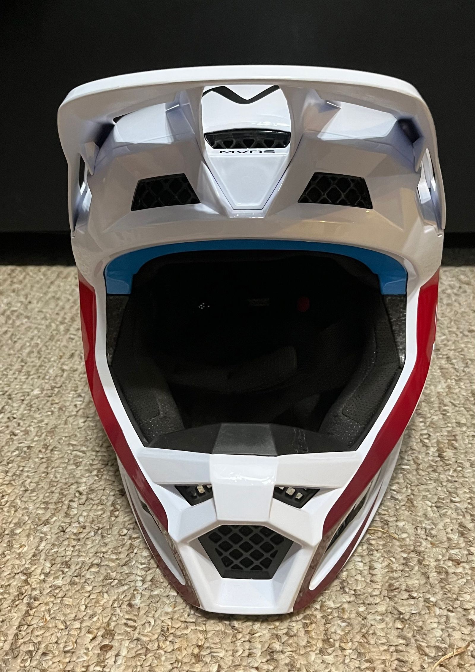 Fox Racing V3 Durven Helmet White Red Blue Size Medium
