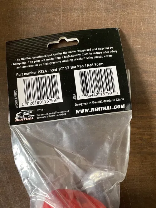 New Renthal Round Red SX Crossbar Bar Pad 10"/254mm (P215)