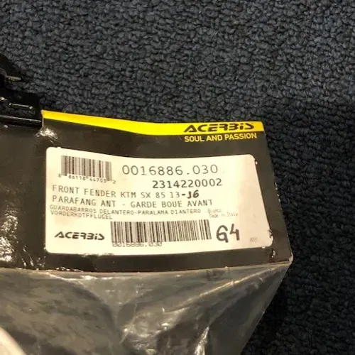 Front Fender KTM SX 85 2013-2016 White