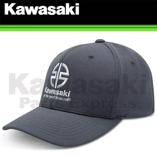 NEW GENUINE KAWASAKI RIVER MARK CAP FLEXFIT COOL & DRY POLY BLOCK MESH CAP L/XL