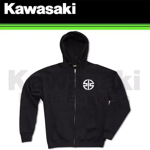 NEW GENUINE MEDIUM KAWASAKI RIVER MARK ZIP-FRONT SWEATSHIRT K002-1083-BKMD