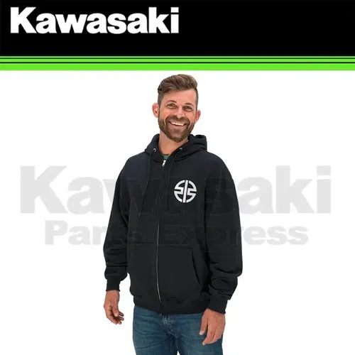 NEW GENUINE MEDIUM KAWASAKI RIVER MARK ZIP-FRONT SWEATSHIRT K002-1083-BKMD
