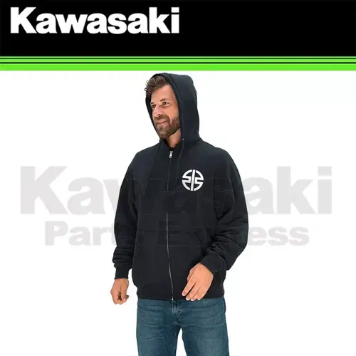 NEW GENUINE MEDIUM KAWASAKI RIVER MARK ZIP-FRONT SWEATSHIRT K002-1083-BKMD