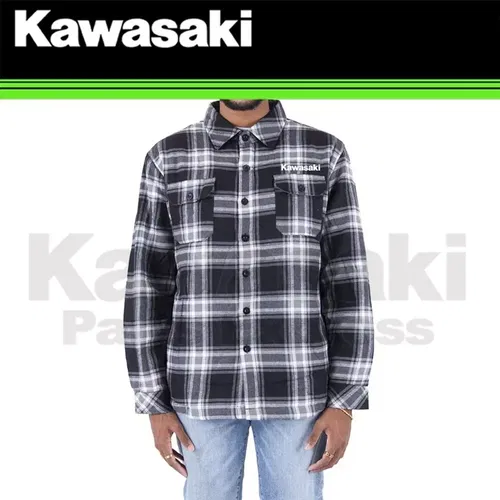 NEW X-LARGE GENUINE KAWASAKI MENS FLANNEL JACKET SHELL AND LINING K004-0267-BKXL