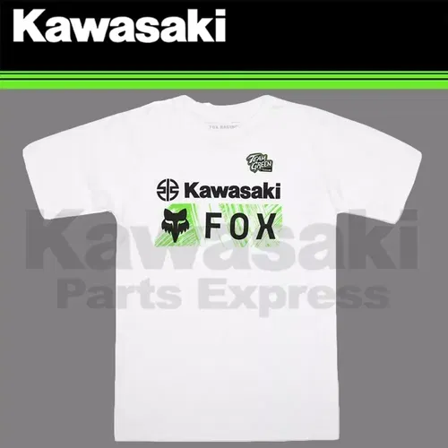 NEW GENUINE 3X-LARGE KAWASAKI TEAM GREEN FOX KAWI T-SHIRT WHITE 3XL