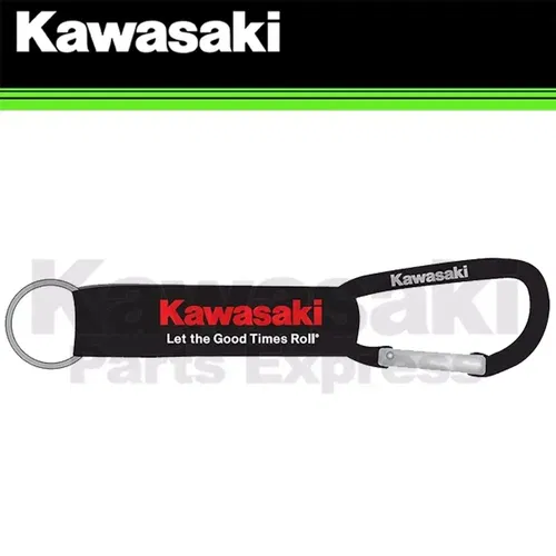NEW GENUINE KAWASAKI LET THE GOOD TIMES ROLL CARABINER KEYCHAIN K064-9114-BKNS