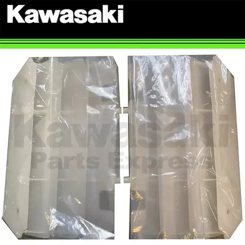 NEW 1997-2005 GENUINE OEM KAWASAKI KX125 KX250 PAIR OF RADIATOR COVERS WHITE