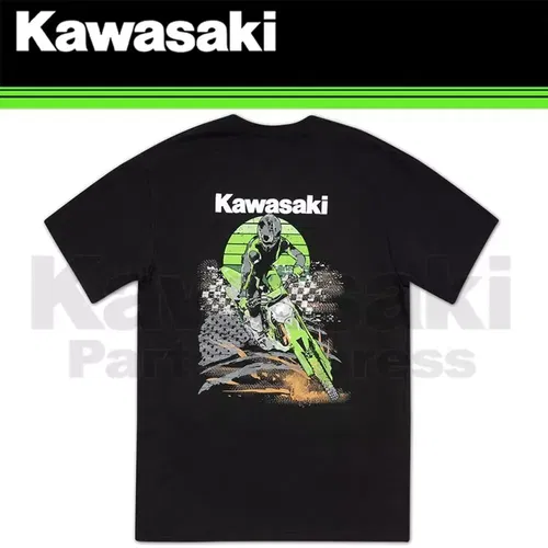 NEW GENUINE 3X-LARGE KAWASAKI RACE DAY FLAG T-SHIRT 3X-LARGE K005-2687-BK3X