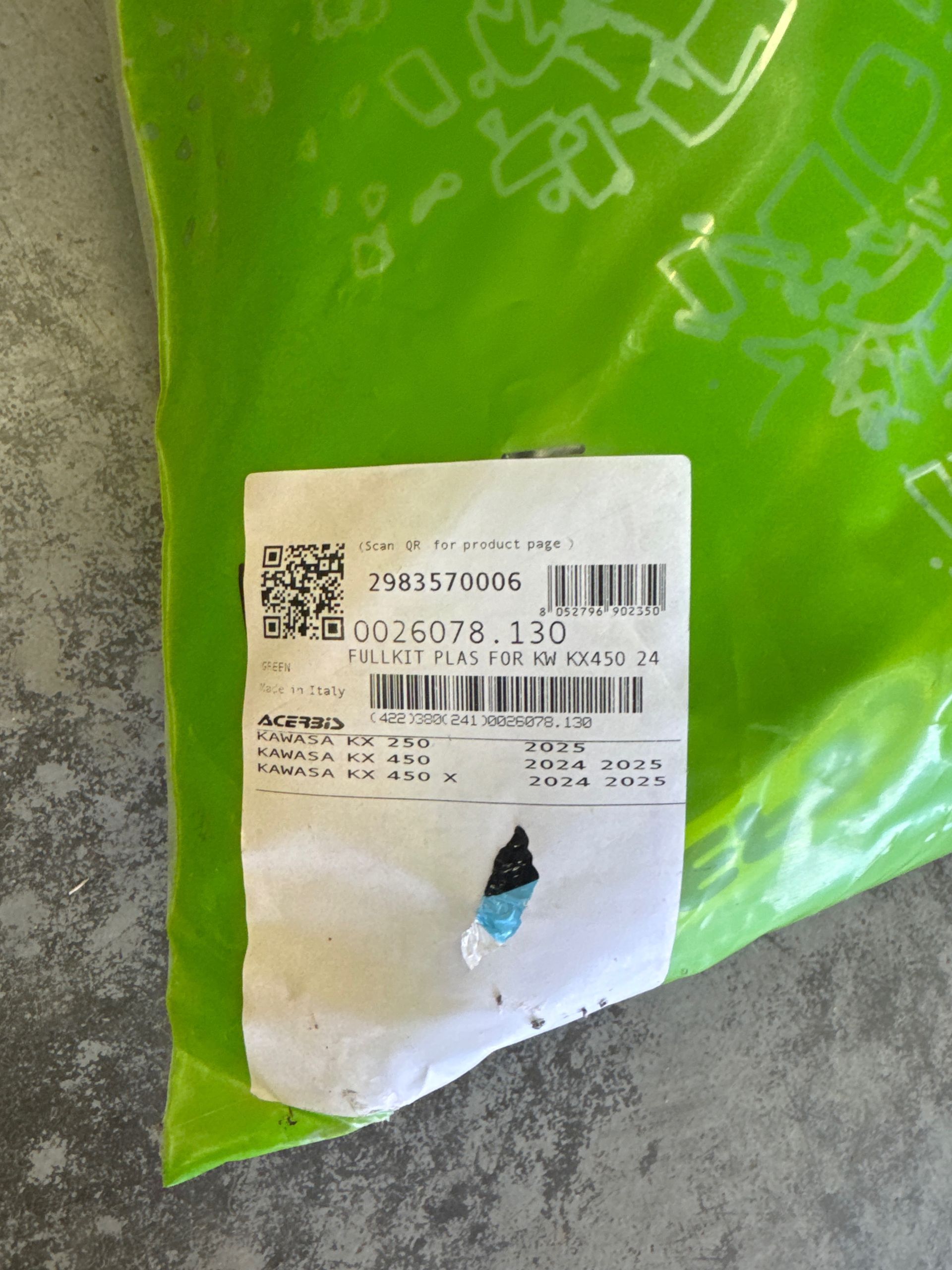 New Acerbis Plastic Kit
Kx250/450